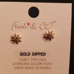 Gold dipped Sunburst Post earrings